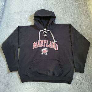 Vintage Maryland Terrapins Hoodie Mens Large Black College Football Basketball